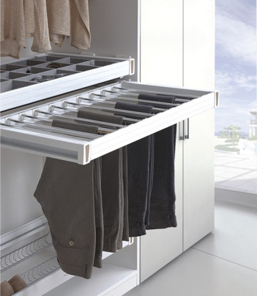 Stainless Steel Silver Sterling Trouser Pullout Premium For Home Size  864 X 455 X 75 mm