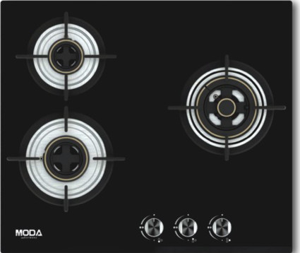 Black Glass Built in Hob Blaze 3-Burner 60 cm