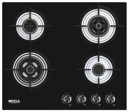 Black Glass Built in Hob Blaze 4-Burner 60 cm